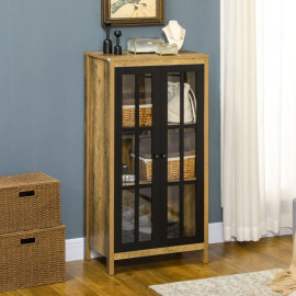 Meuble Avon Credenza moderne en verre et bois marron