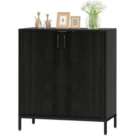 Buffet Ylio meuble de rangement salon cuisine étagère réglable noir