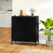 Buffet Ylio meuble de rangement salon cuisine étagère réglable noir