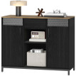 Buffet Aubaot 2 portes rangement étagères ajustables noir marron rustique