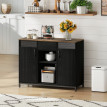 Buffet Aubaot 2 portes rangement étagères ajustables noir marron rustique