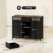 Buffet Aubaot 2 portes rangement étagères ajustables noir marron rustique
