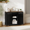 Buffet Aubaot 2 portes rangement étagères ajustables noir marron rustique