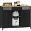 Buffet Aubaot 2 portes rangement étagères ajustables noir marron rustique