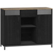 Buffet Aubaot 2 portes rangement étagères ajustables noir marron rustique
