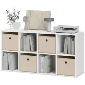 Étagère Erler Rangement Modulaire 8 Cubes 4 Tiroirs Blanc Beige