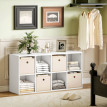 Étagère Erler Rangement Modulaire 8 Cubes 4 Tiroirs Blanc Beige