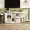 Étagère Erler Rangement Modulaire 8 Cubes 4 Tiroirs Blanc Beige