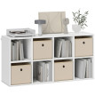 Étagère Erler Rangement Modulaire 8 Cubes 4 Tiroirs Blanc Beige