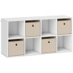 Étagère Erler Rangement Modulaire 8 Cubes 4 Tiroirs Blanc Beige