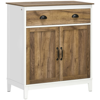 Buffet Florra meuble de rangement avec tiroir et portes blanc chêne