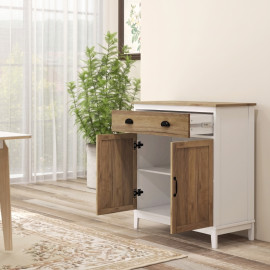 Buffet Florra meuble de rangement avec tiroir et portes blanc chêne