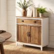 Buffet Florra meuble de rangement avec tiroir et portes blanc chêne
