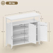 Buffet Rosara industriel avec rangement et étagères réglables blanc