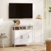 Buffet Rosara industriel avec rangement et étagères réglables blanc