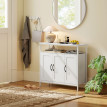Buffet Rosara industriel avec rangement et étagères réglables blanc