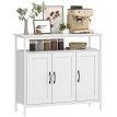 Buffet Rosara industriel avec rangement et étagères réglables blanc