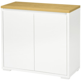 Buffet Rosonane meuble de rangement polyvalent blanc bois naturel