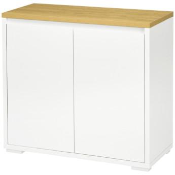 Buffet Rosonane meuble de rangement polyvalent blanc bois naturel