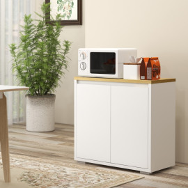 Buffet Rosonane meuble de rangement polyvalent blanc bois naturel