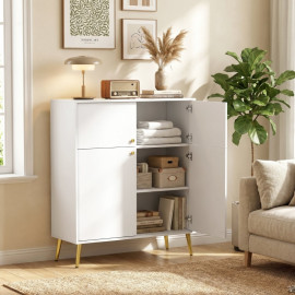 Buffet Isia moderne portes soft close pieds métalliques crème