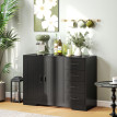 Buffet Oroel commode de rangement moderne 4 tiroirs 1 porte noir