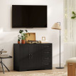 Buffet Oroel commode de rangement moderne 4 tiroirs 1 porte noir