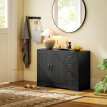 Buffet Oroel commode de rangement moderne 4 tiroirs 1 porte noir