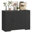 Buffet Oroel commode de rangement moderne 4 tiroirs 1 porte noir