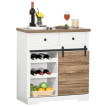 Buffet de Cuisine Amval Rangement Rustique Bois et Métal Blanc Naturel