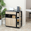 Amenas Chariot de cuisine polyvalent avec tiroir et rangement naturel noir