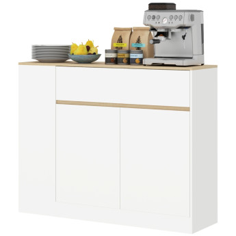 Raler Buffet de rangement tiroir étagères Blanc Bois