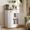 Buffet Zelvein moderne 2 tiroirs placard étagère réglable blanc et bois