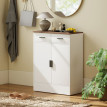 Buffet Zelvein moderne 2 tiroirs placard étagère réglable blanc et bois
