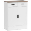 Buffet Zelvein moderne 2 tiroirs placard étagère réglable blanc et bois