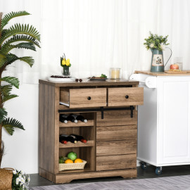 Zeloler Buffet de cuisine rustique avec tiroirs étagères porte bouteilles bois naturel