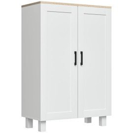 Crédence de cuisine Alier scandinave 2 portes étagère réglable blanc