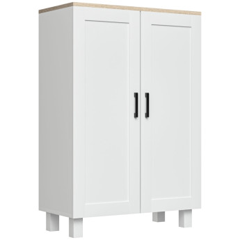 Crédence de cuisine Alier scandinave 2 portes étagère réglable blanc