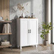 Crédence de cuisine Alier scandinave 2 portes étagère réglable blanc