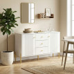 Buffet Marer meuble bar à café rangement 3 tiroirs Blanc