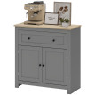 Buffet de cuisine Helron rangement tiroir armoire étagère réglable gris chêne