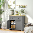 Buffet de cuisine Helron rangement tiroir armoire étagère réglable gris chêne