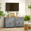 Buffet de cuisine Helron rangement tiroir armoire étagère réglable gris chêne