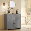 Buffet de cuisine Helron rangement tiroir armoire étagère réglable gris chêne