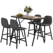 Eminay Ensemble bar 5 pièces table haute 4 chaises gris foncé