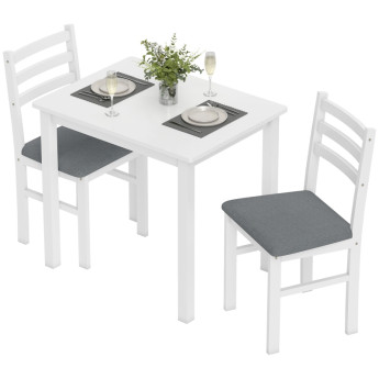 Montia Ensemble table à manger compacte 3 pièces avec 2 chaises Blanc
