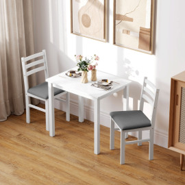Montia Ensemble table à manger compacte 3 pièces avec 2 chaises Blanc