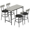 Table de bar Selelia avec 4 tabourets acier blanc