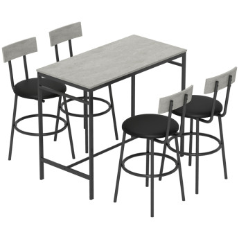 Table de bar Selelia avec 4 tabourets acier blanc