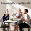 Table de bar Selelia avec 4 tabourets acier blanc